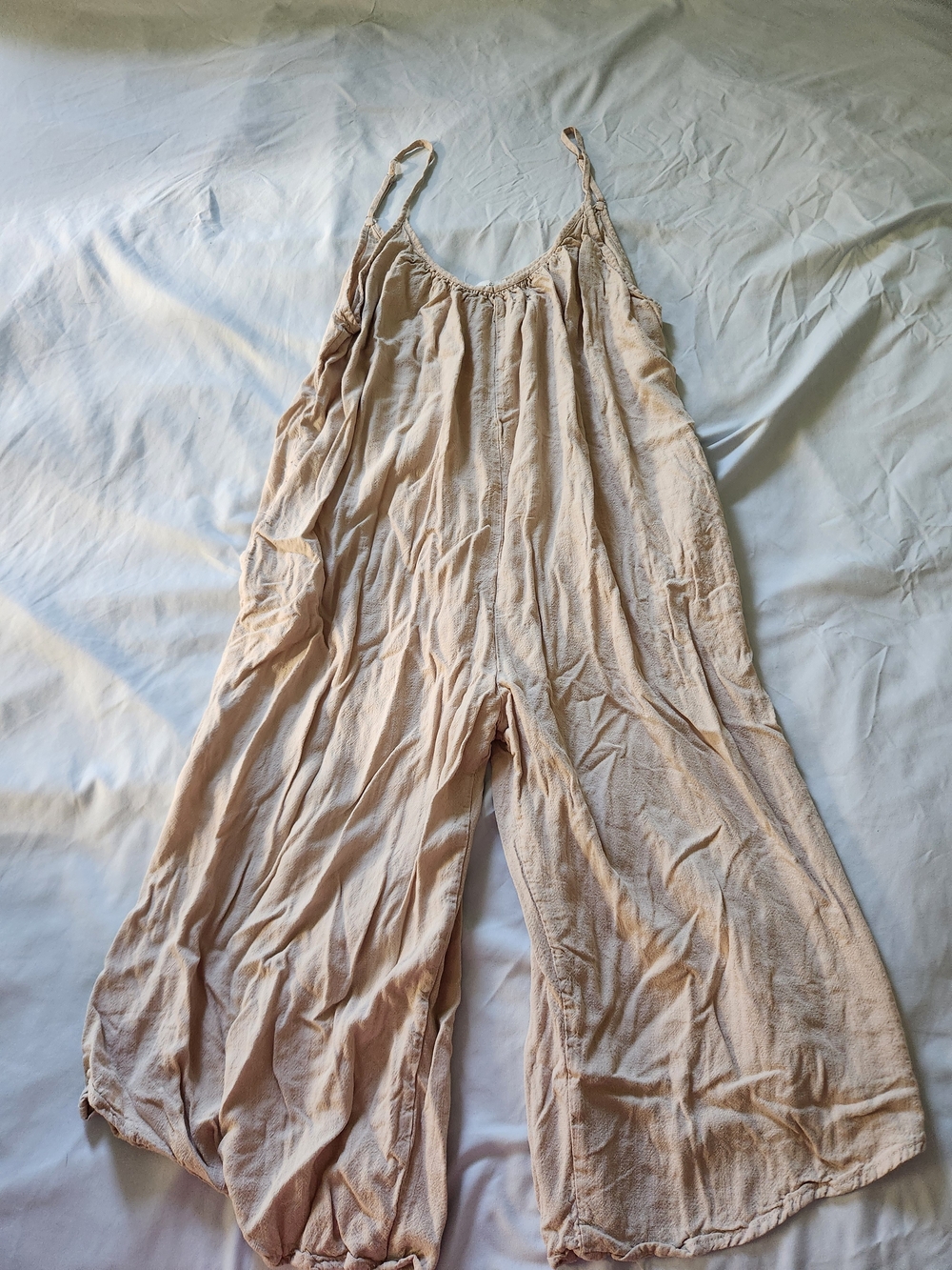 Light Beige Wide-Leg Romper Jumpsuit